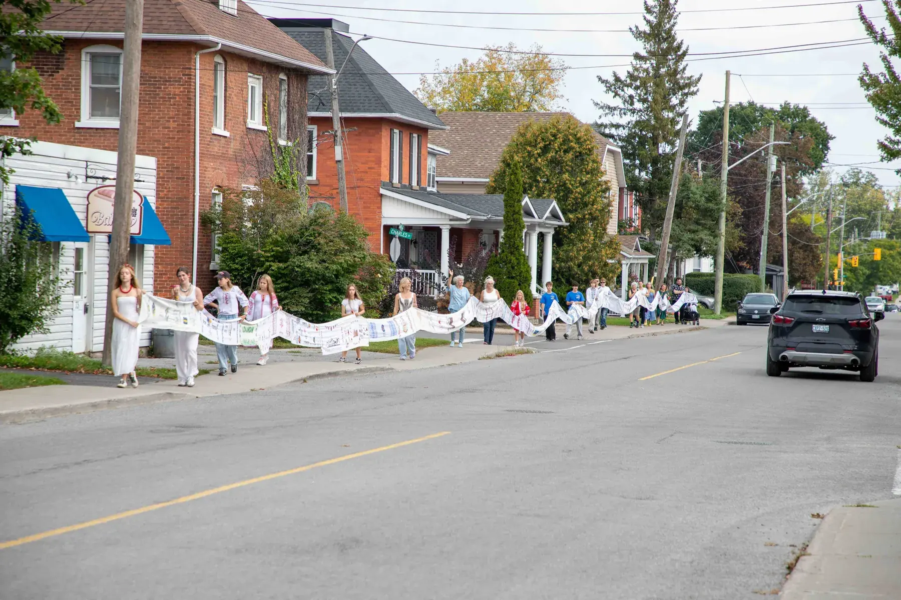 The Rushnyk of Unity carried along a Carleton Place street