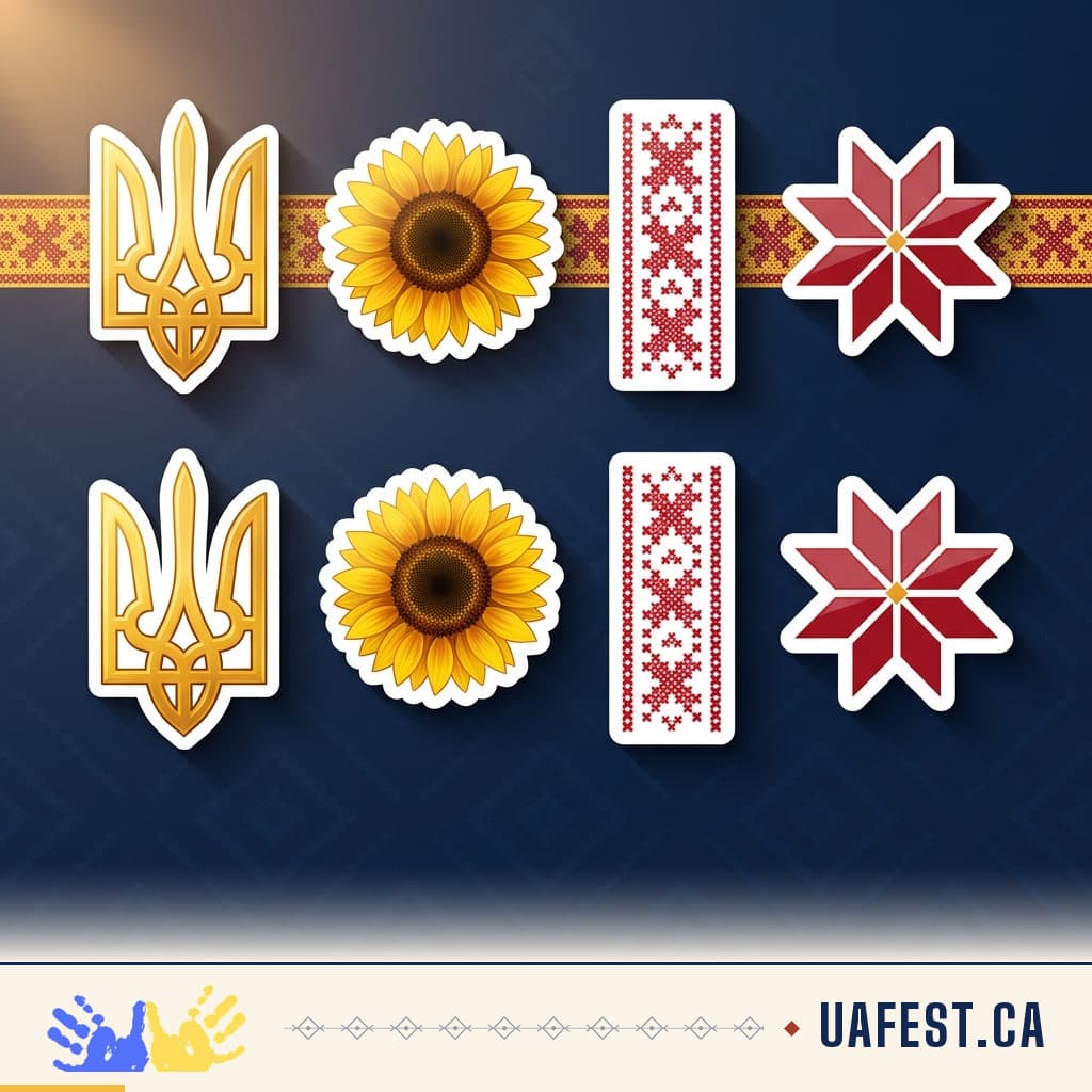 Collection d’autocollants aux symboles ukrainiens créée pour les produits UAFest