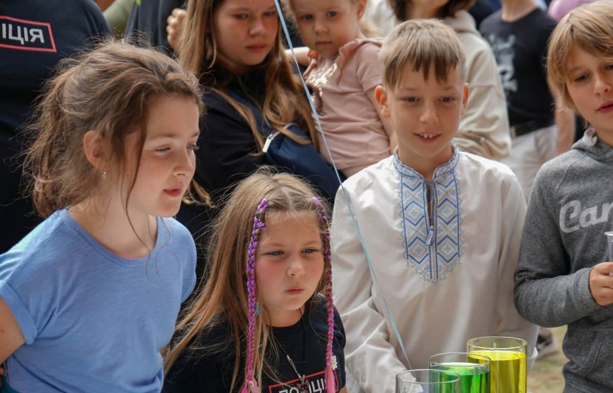 Close-up crowd of children and teens at UAFest