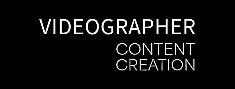 His Facebook cover: white type on black reading VIDEOGRAPHER / CONTENT CREATION
