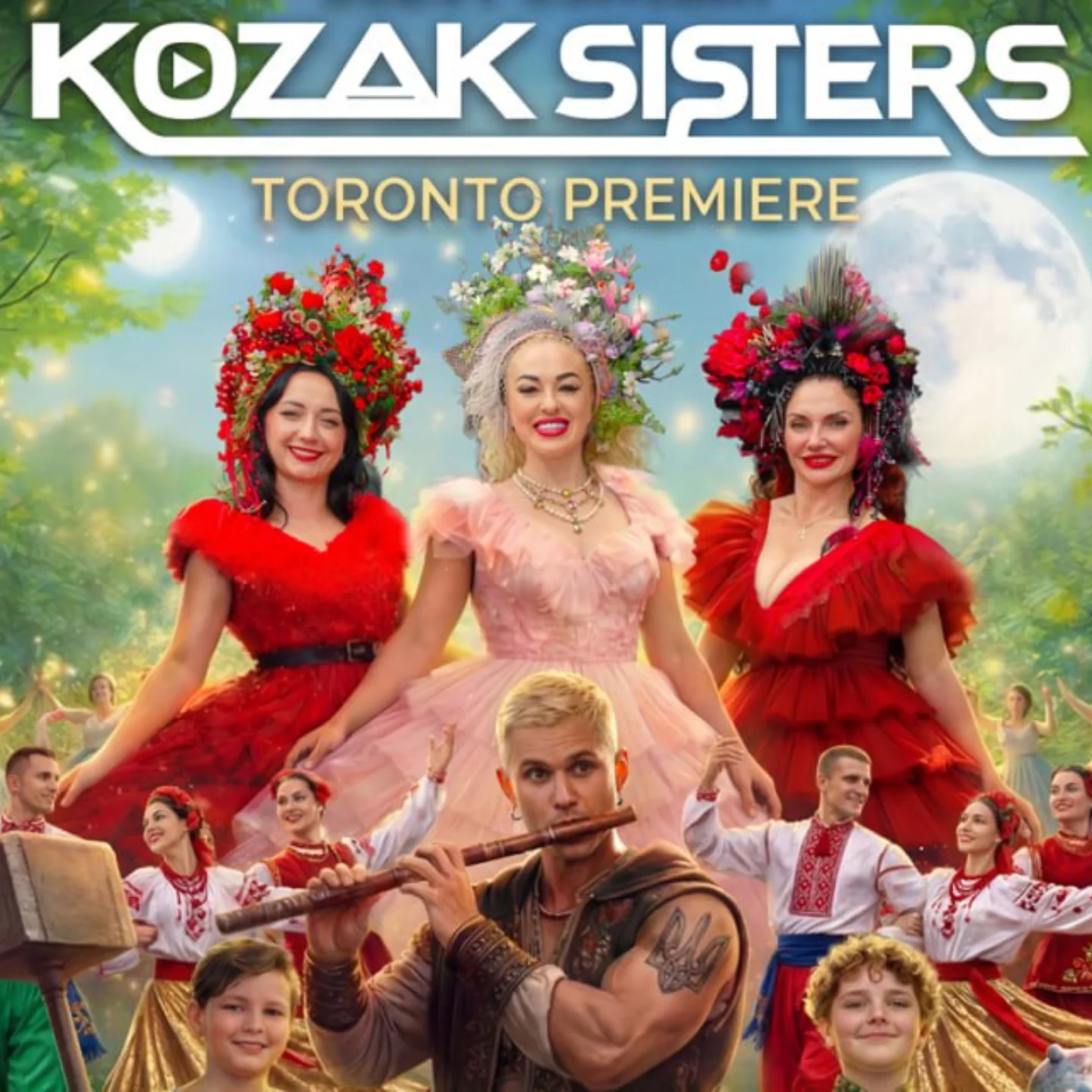Kozak Sisters with their ensemble at the Toronto premiere