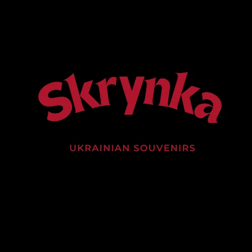 Skrynka — Ukrainian Souvenirs wordmark, red